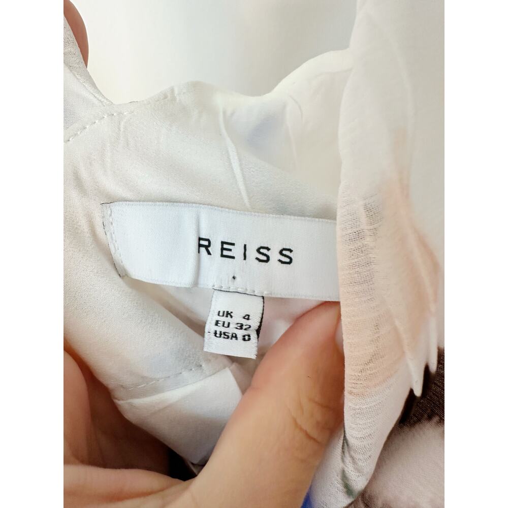 Reiss white floral maxi dress pleasted skirt size 4 - Picture 10 of 11